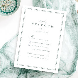 Cartão RSVP Elegantes bordas verde sálvia casamento minimalist