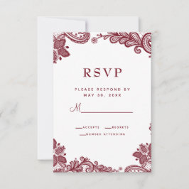 Cartão RSVP Elegantes Detalhes de Enclosure de Casamento em Re