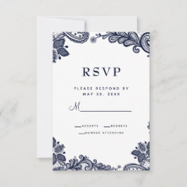 Cartão RSVP Elegantes Detalhes de Renda para Enclausuramento d