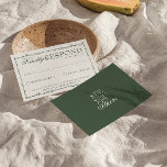 Cartão RSVP Emerald Green Branches Boho Old Money Wedding<br><div class="desc">A classy and elegant calligraphy emerald green and white retro old money wedding rsvp card. That has a vintage and modern white background with green script and hand written whimsical stylish wording and hand drawn branches. Luxurious and chic with classic handwritten lettering. It is all editable by clicking on the...</div>