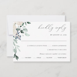 Cartão RSVP Emerald Greenery Elegant Wedding