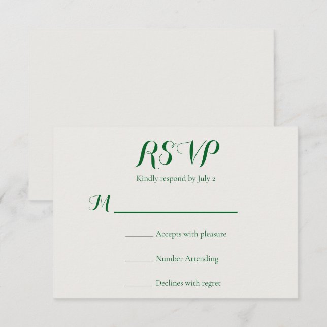 Cartão RSVP Emerald Vine Wedding (Frente/Verso)