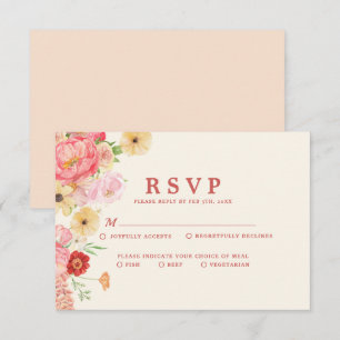 Cartão RSVP Encantando Aquarela Manteiga Floral Amarelo Casame