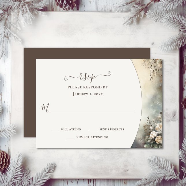 Cartão RSVP Encantando Casamento Floral Romântico do Jardim de (Enchanting Romantic Winter Garden Floral Wedding RSVP Card)