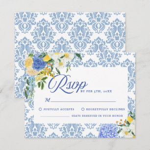 Cartão RSVP Encantando Casamento Negro Floral de Borgonha e Ma