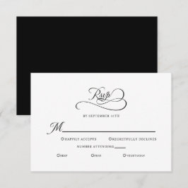 Cartão RSVP Enclausuramento de Casamento Elegante Caligrafia P