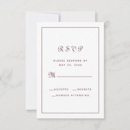 Cartão RSVP Enclave Burgundy Esmerado Clássico de Casamento