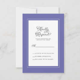 Cartão RSVP Enclosure de Casamento Elegante Azul e Branco