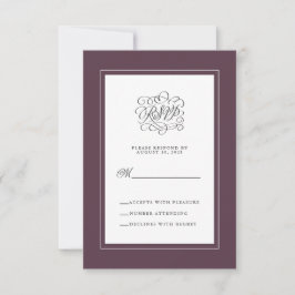 Cartão RSVP Enclosure de Casamento Luxuoso Elegante Roxo Chic