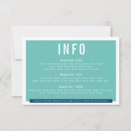 Cartão RSVP ENCLOSURE DETAILE bold block blue mint escuro