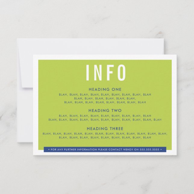 Cartão RSVP ENCLOSURE DETAILE bold block limão azul real (Frente)