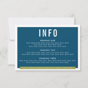 Cartão RSVP ENCLOSURE DETALHES DIFERENTE bloco negrito azul es