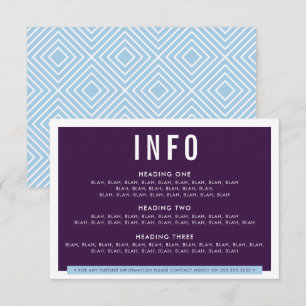 Cartão RSVP ENCLOSURE DETALHES do bloco de diversão berinjela
