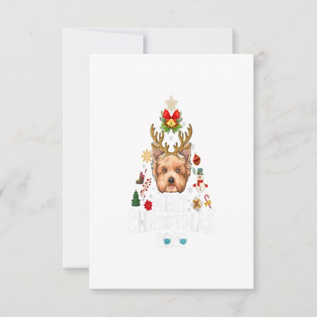 Cartão RSVP Engraçado Árvore de Natal Yorkshire Mask Costume (Frente)