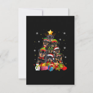 Cartão RSVP Engraçado Rottweiler Árvore de Natal Amantes de