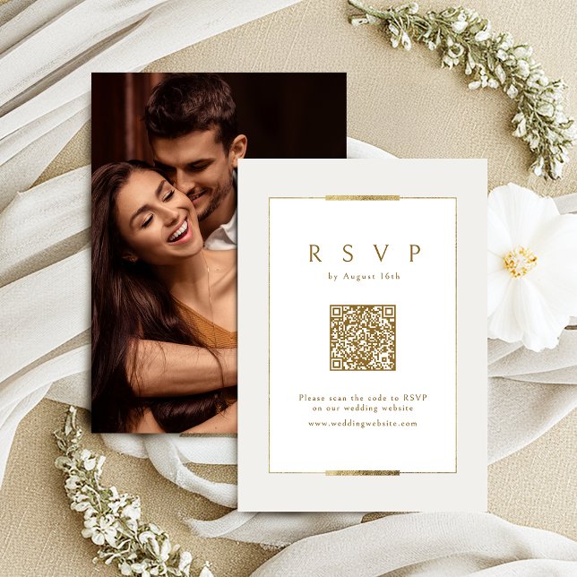 Cartão RSVP Enquadrado Código QR da Elegance Modern Classy (Framed Elegance Modern Classy QR code Wedding RSVP Card)