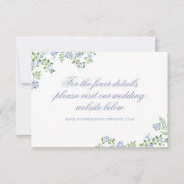 Cartão RSVP Enquadramento Floral Azul de Casamento de Cottage 