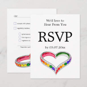Cartão RSVP 🌈 Entrelaçados no Orgulho –com Escolhas de Refeiç
