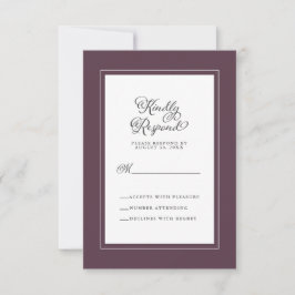 Cartão RSVP Envelopes de Casamento Elegantes Cassis Roxo e Bra