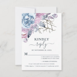 Cartão RSVP Escolha da Refeição da Neve Floral do casamento no