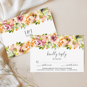 Cartão RSVP Escolha da Refeição de Casamento de Casamento de J