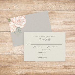 Cartão RSVP Escolha da Refeição de Casamento de Folhagem e B