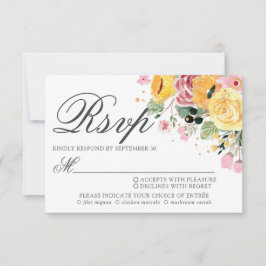 Cartão RSVP Escolha da Refeição de Casamento Floral de Waterco