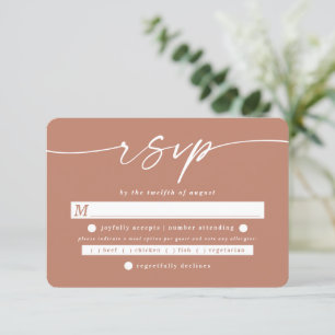 Cartão RSVP Escolha da Refeição de Casamento Teracotta de Cor 