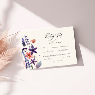 Cartão RSVP Escolha das Refeições de Casamento de Flor Selvage