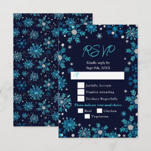 Cartão RSVP Escolha das Refeições de Inverno com Flocos de Nev