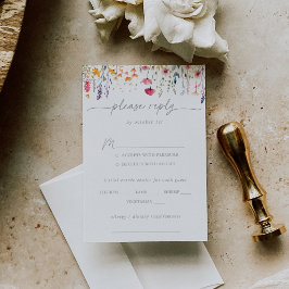 Cartão RSVP Escolha de Cardápio de Casamento de Flores Silvest