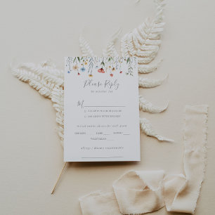 Cartão RSVP Escolha de Cardápio de Casamento de Flores Silvest