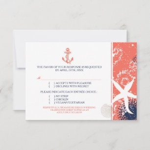 Cartão RSVP Escolha de Entrada de Casamento Náutico Branco Cor