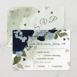 Cartão RSVP Escolha de farinha azul de flores, poeirenta, com