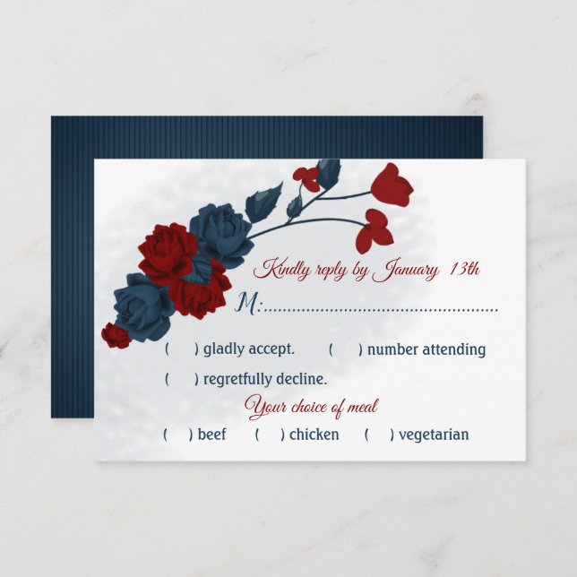 Cartão RSVP Escolha de farinha de marinho e burgundi (Frente/Verso)