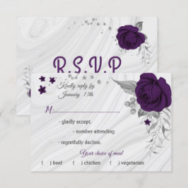 Cartão RSVP escolha de farinha floral de cinza prateada roxa r