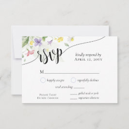 Cartão RSVP Escolha de Jantar Aquarela Flores Silvestres Azul 