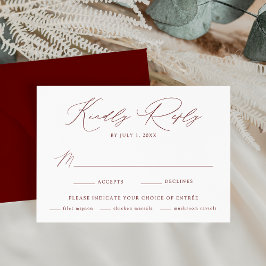 Cartão RSVP Escolha de Refeição Burgundy Moderna e Elegante pa