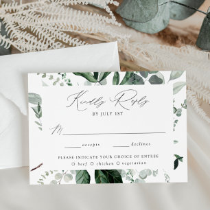 Cartão RSVP Escolha de Refeição com Abundante Verde Casamento