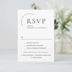 Cartão RSVP Escolha de Refeição com Caligrafia Minimalista Sim