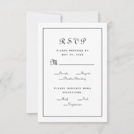 Cartão RSVP Escolha de Refeição com Enclosure de Casamento Pre