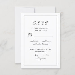 Cartão RSVP Escolha de Refeição com Enclosure de Casamento Pre