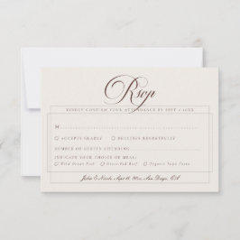 Cartão RSVP Escolha de Refeição de Casamento Caligrafia Marfim
