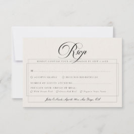 Cartão RSVP Escolha de Refeição de Casamento com Caligrafia em