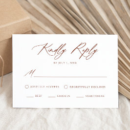 Cartão RSVP Escolha de Refeição de Casamento com Caligrafia Te