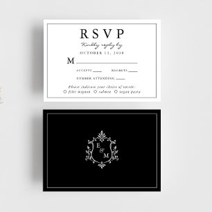 Cartão RSVP Escolha de Refeição de Casamento com Crista de Mon