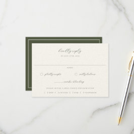 Cartão RSVP Escolha de Refeição de Casamento de Beige Verde Mo