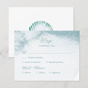 Cartão RSVP Escolha de Refeição de Casamento de Concha de Aqua