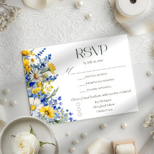 Cartão RSVP Escolha de Refeição de Casamento de Flor Silvestre