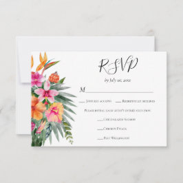 Cartão RSVP Escolha de Refeição de Casamento de Flores Tropica